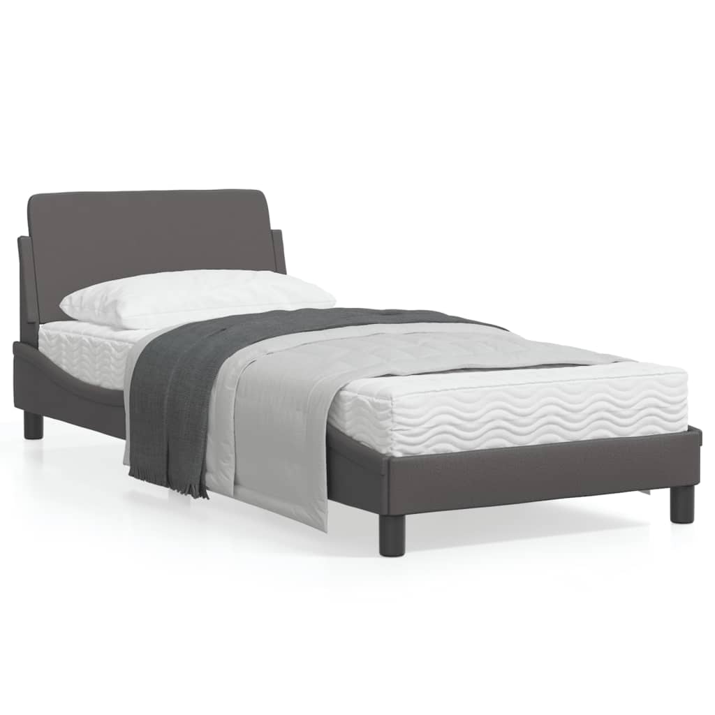 vidaXL Estructura de cama sin colchón cuero sintético gris 90x200 cm