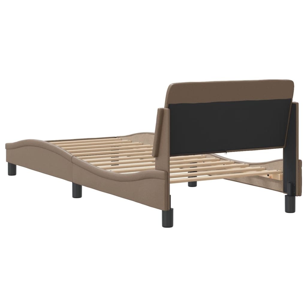 vidaXL Estructura de cama cabecero cuero sintético capuchino 90x200 cm