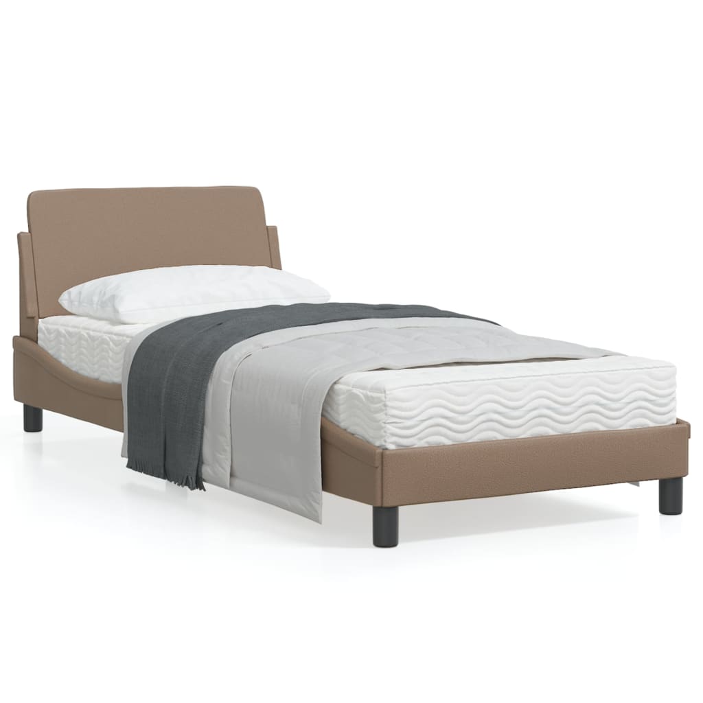 vidaXL Estructura de cama cabecero cuero sintético capuchino 90x200 cm