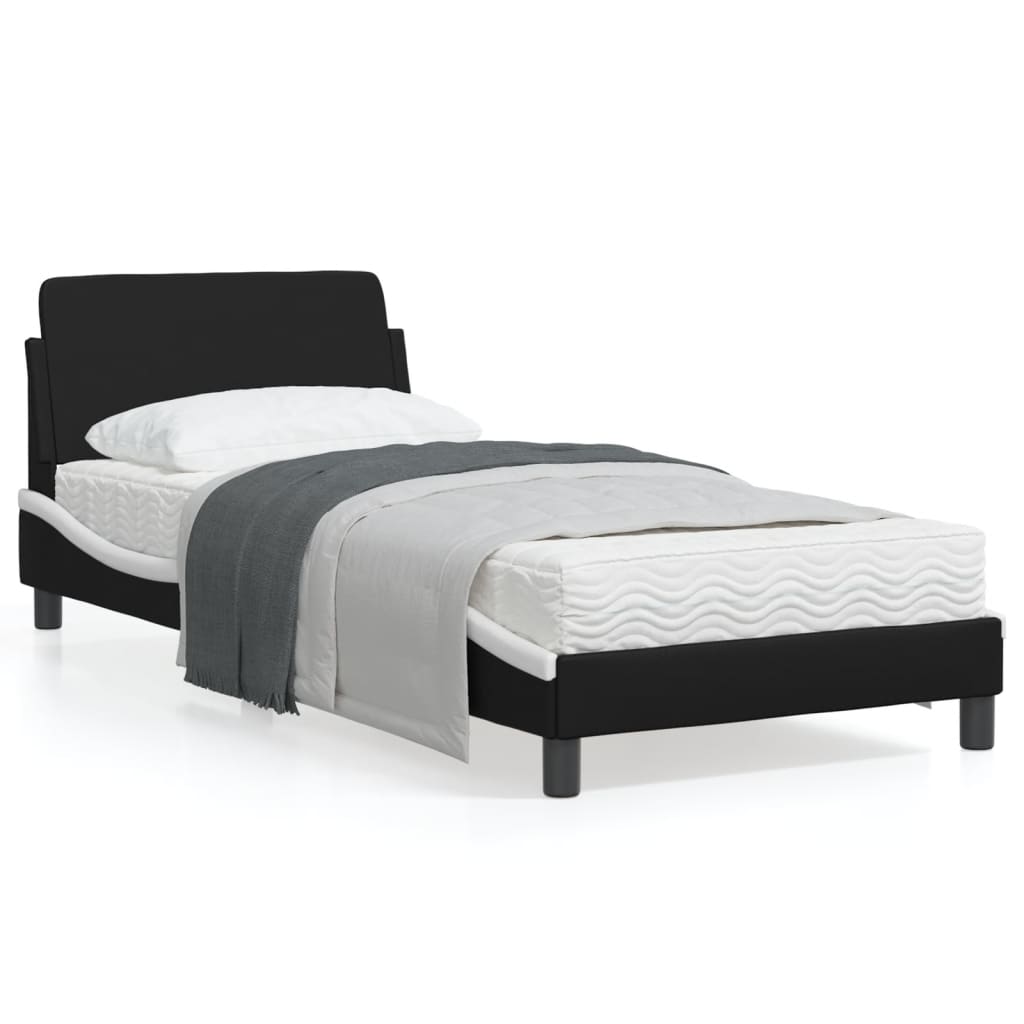 vidaXL Cama sin colchón cuero sintético negro blanco 90x200 cm