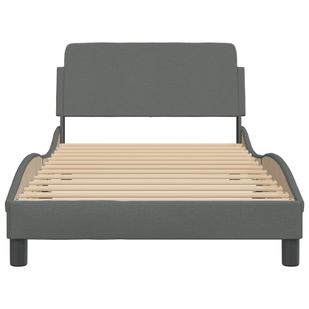 vidaXL Estructura de cama con cabecero de tela gris oscuro 100x200 cm
