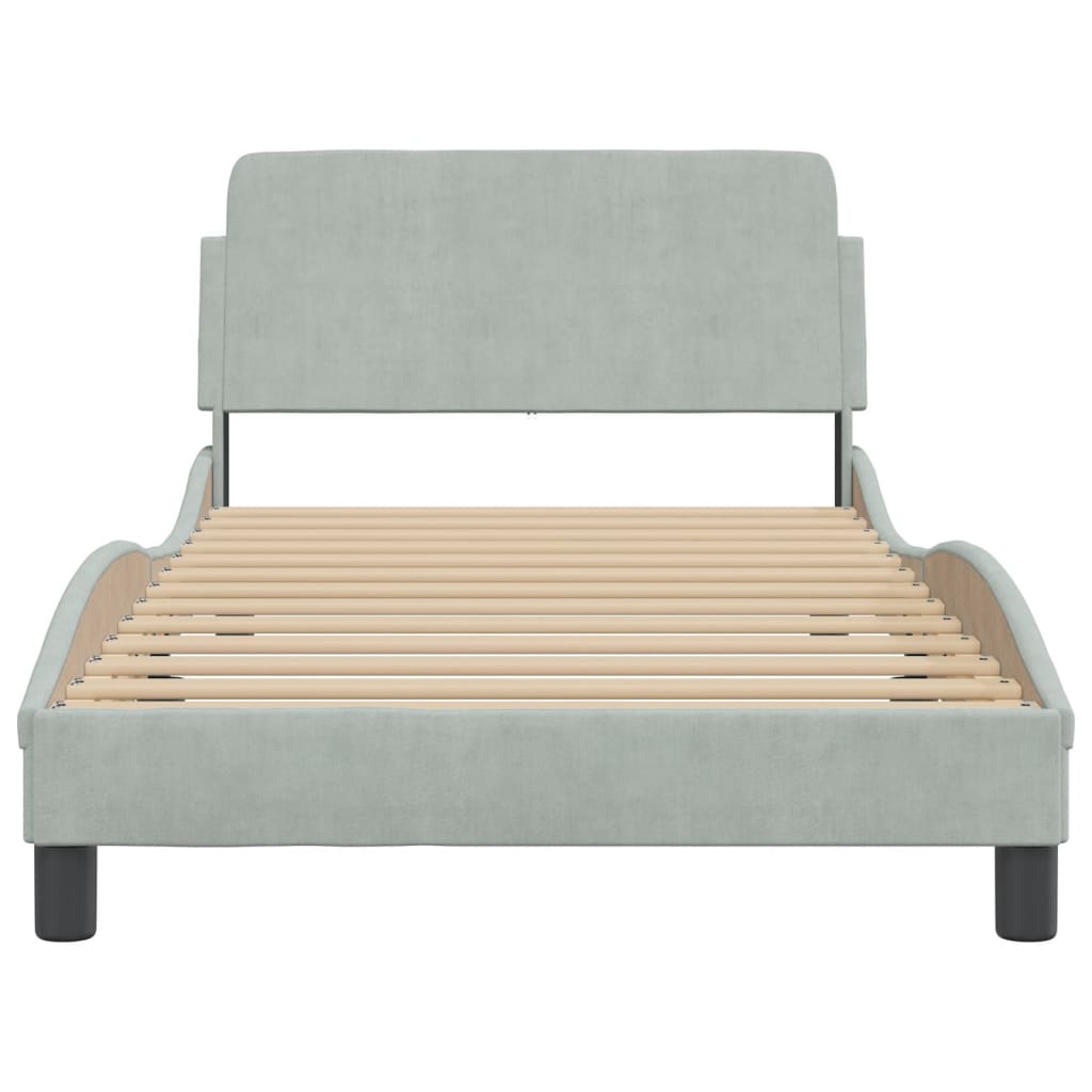 vidaXL Estructura de cama sin colchón terciopelo gris claro 100x200 cm