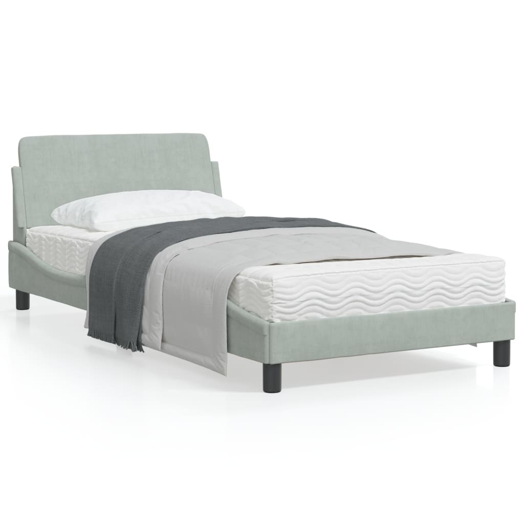 vidaXL Estructura de cama sin colchón terciopelo gris claro 100x200 cm