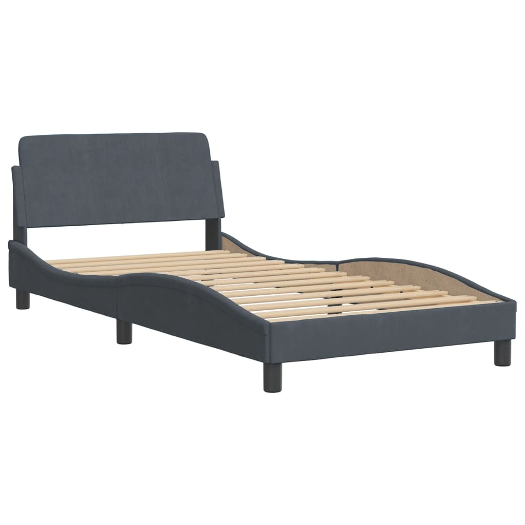 vidaXL Estructura de cama sin colchón terciopelo gris oscuro 100x200cm