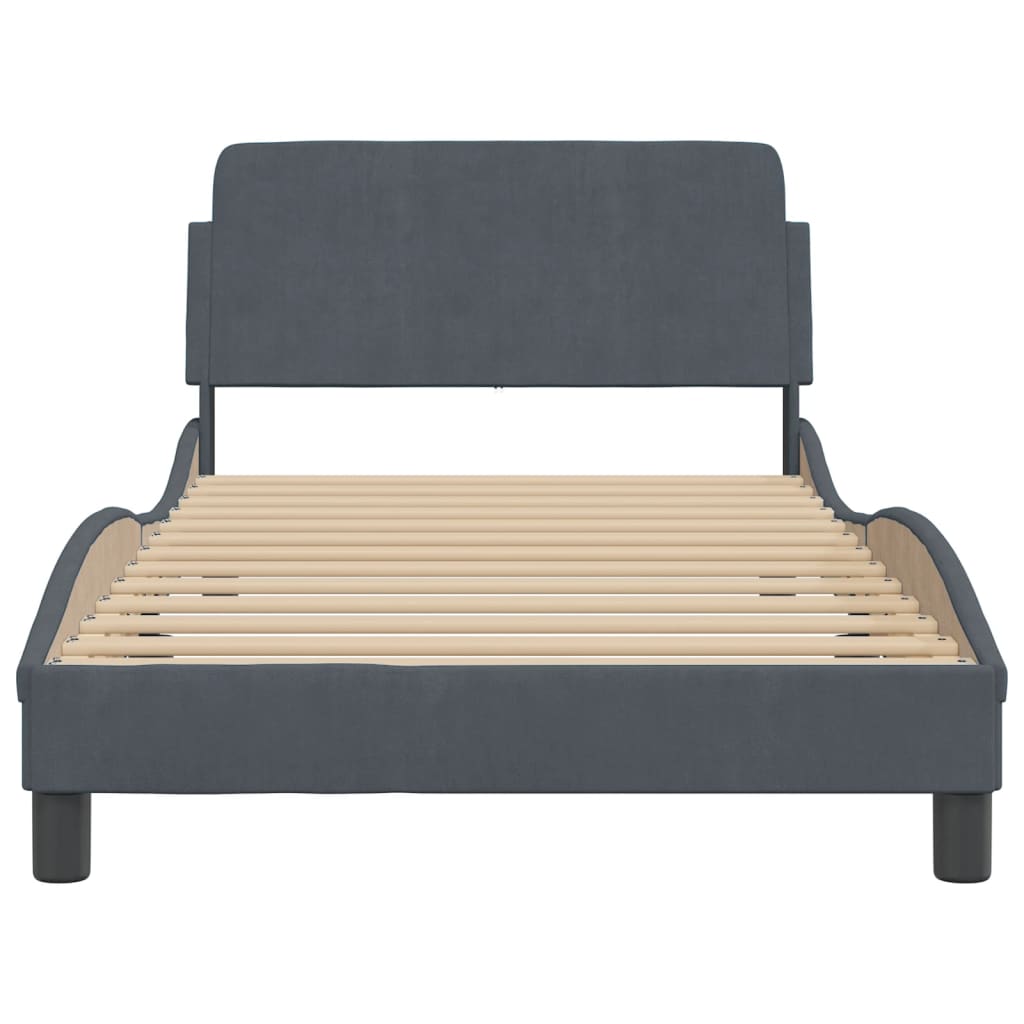 vidaXL Estructura de cama sin colchón terciopelo gris oscuro 100x200cm