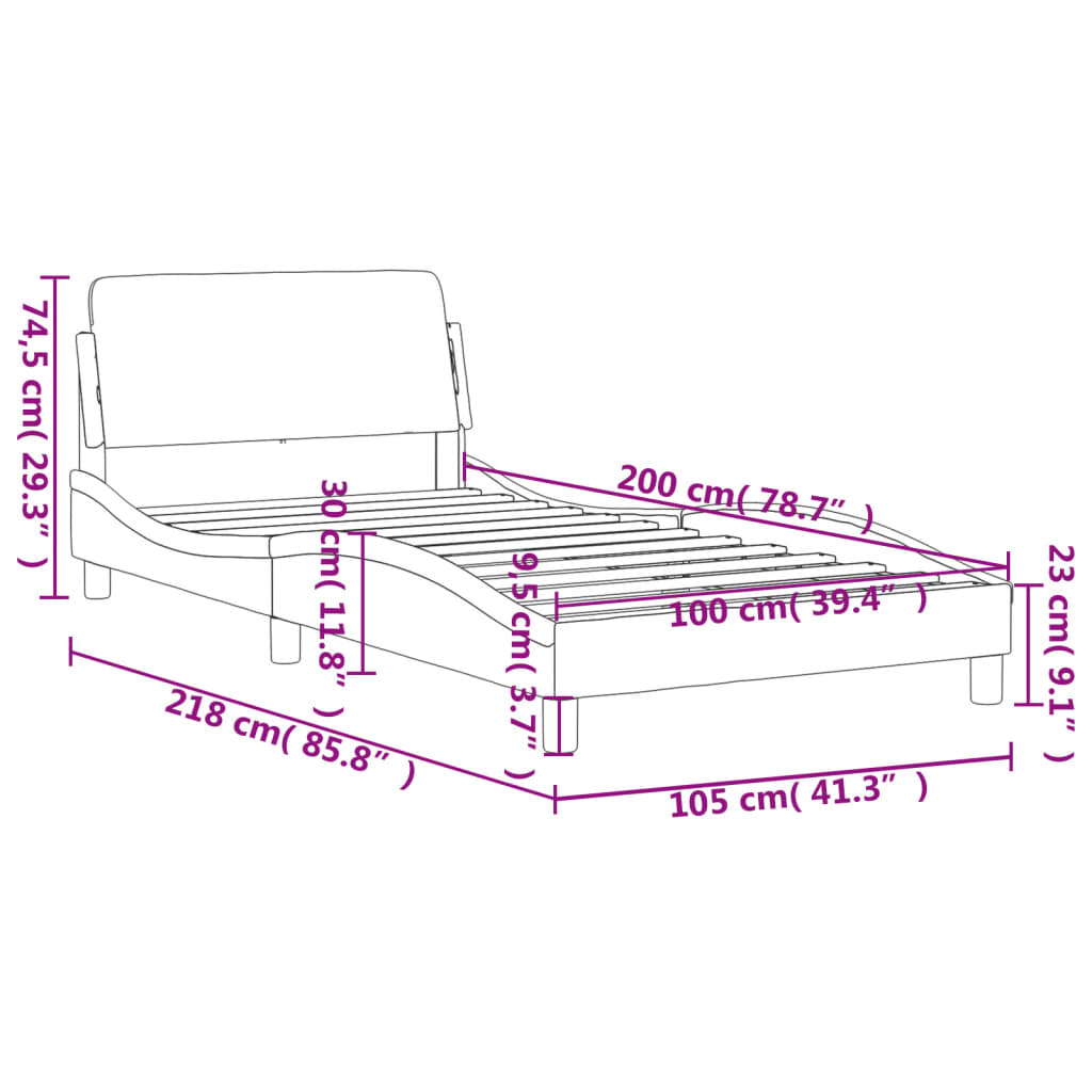 vidaXL Estructura de cama sin colchón terciopelo gris oscuro 100x200cm