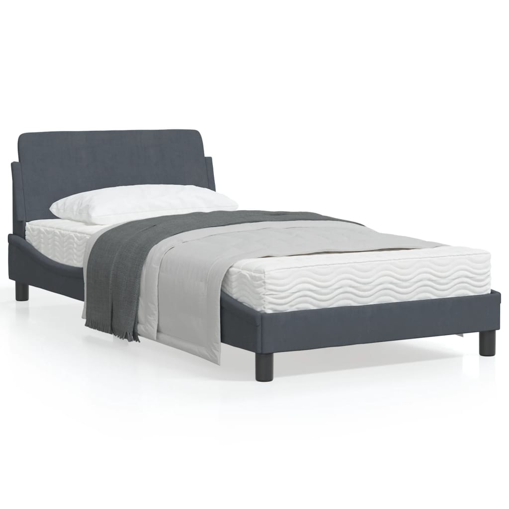 vidaXL Estructura de cama sin colchón terciopelo gris oscuro 100x200cm