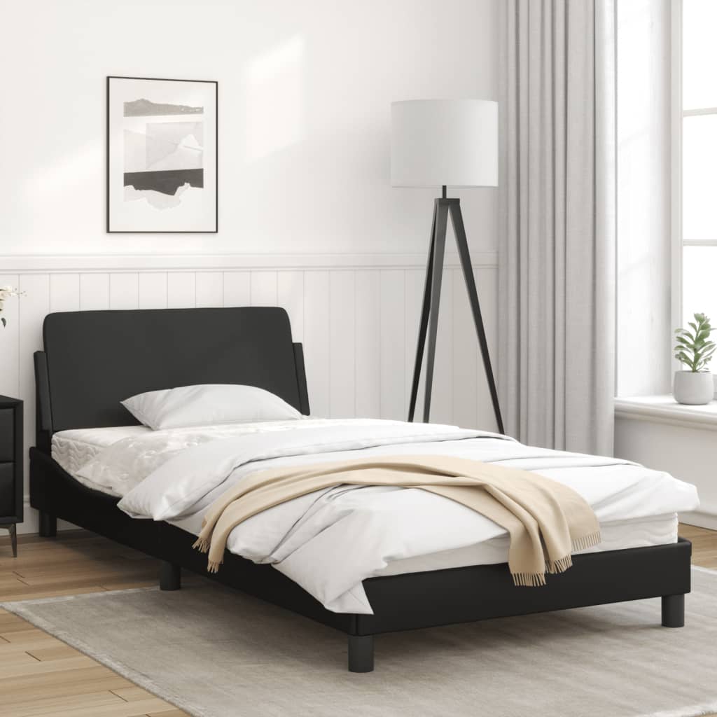 vidaXL Estructura de cama sin colchón cuero sintético negro 100x200 cm