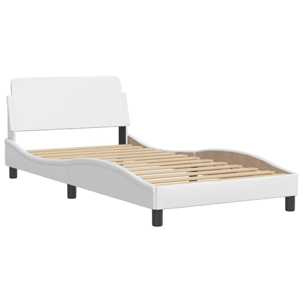 vidaXL Estructura de cama sin colchón cuero sintético blanco 100x200cm