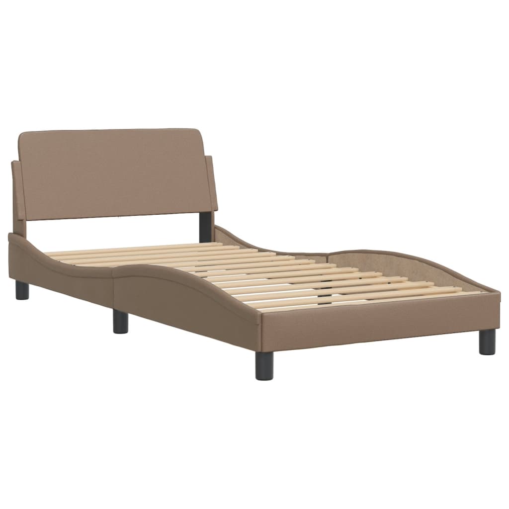 vidaXL Estructura de cama cabecero cuero sintético capuchino 100x200cm