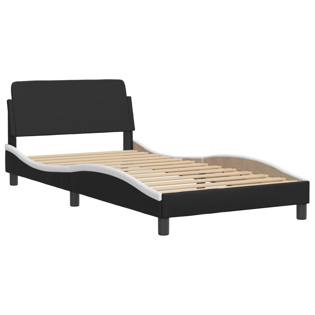 vidaXL Cama sin colchón cuero sintético negro blanco 100x200 cm