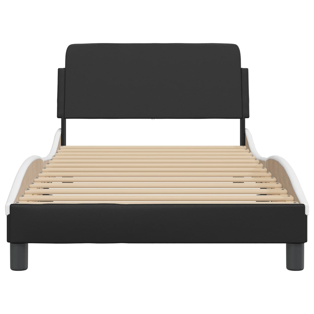 vidaXL Cama sin colchón cuero sintético negro blanco 100x200 cm