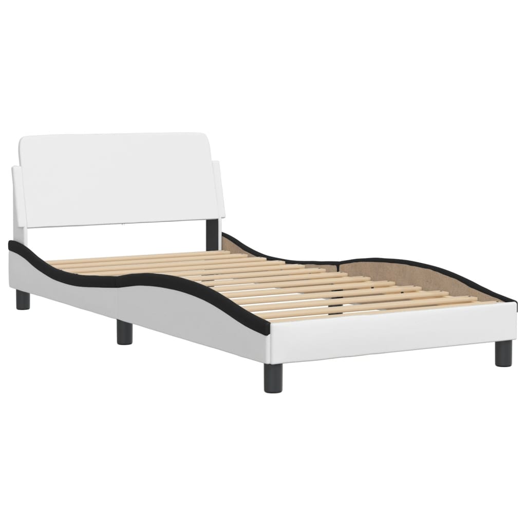 vidaXL Cama sin colchón cuero sintético blanco Negro 100x200 cm