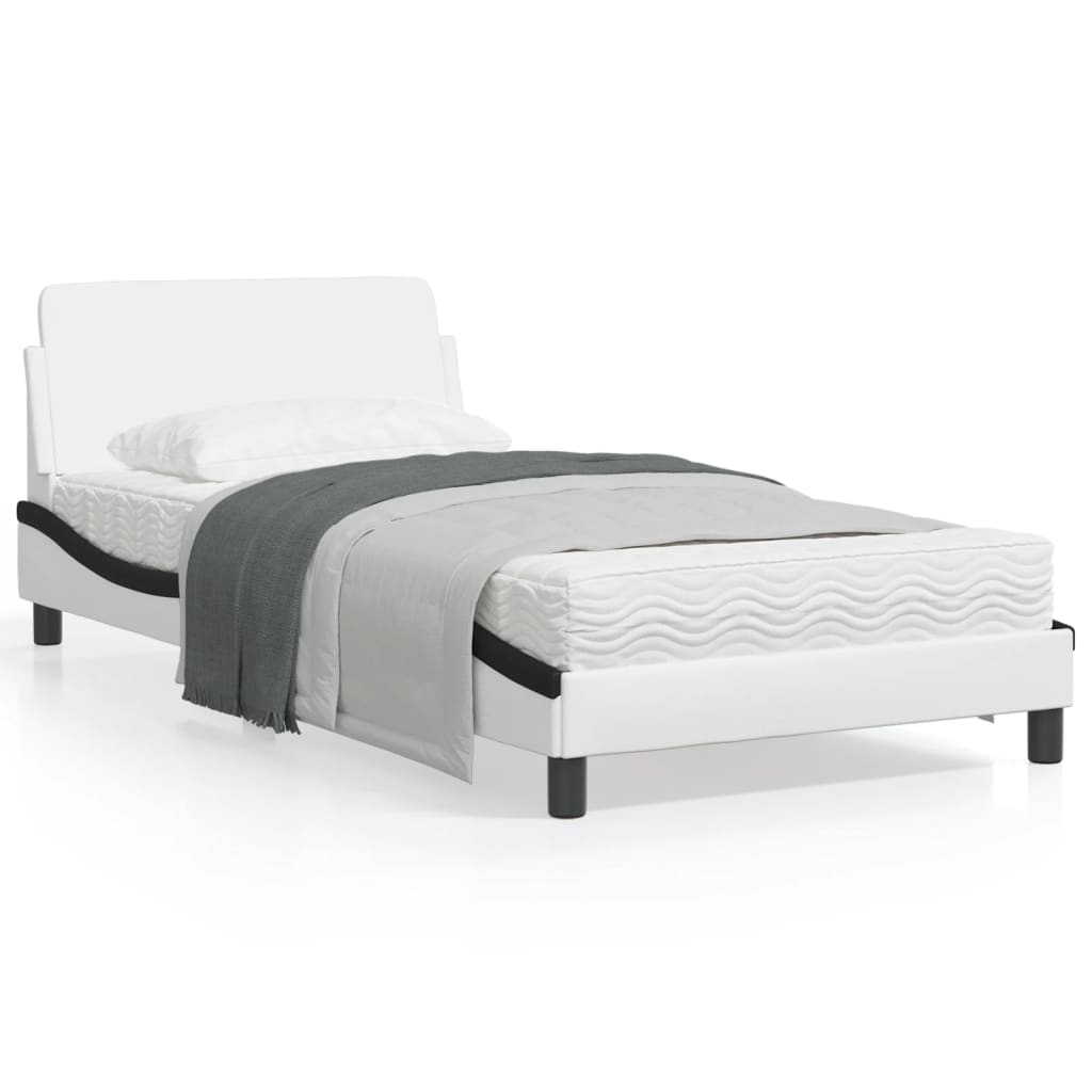 vidaXL Cama sin colchón cuero sintético blanco Negro 100x200 cm