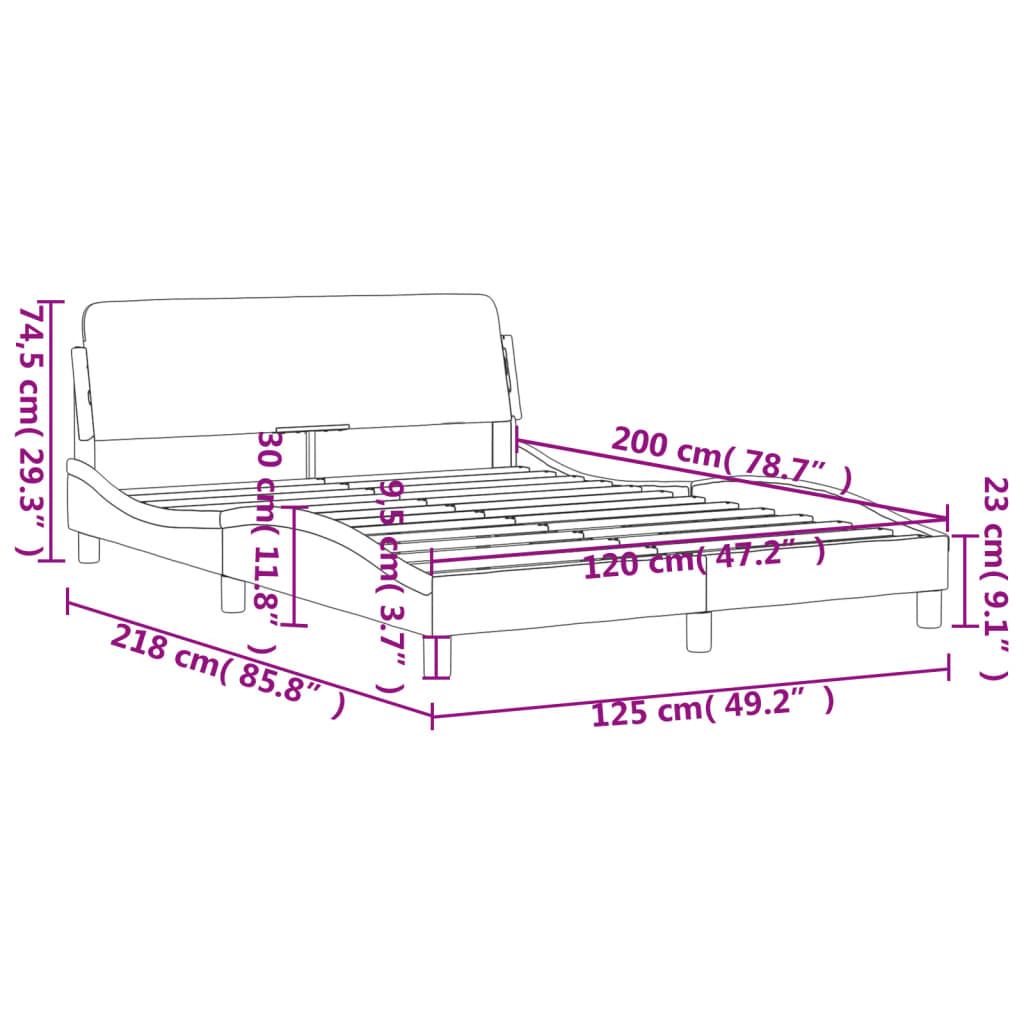 vidaXL Estructura de cama sin colchón tela gris claro 120x200 cm