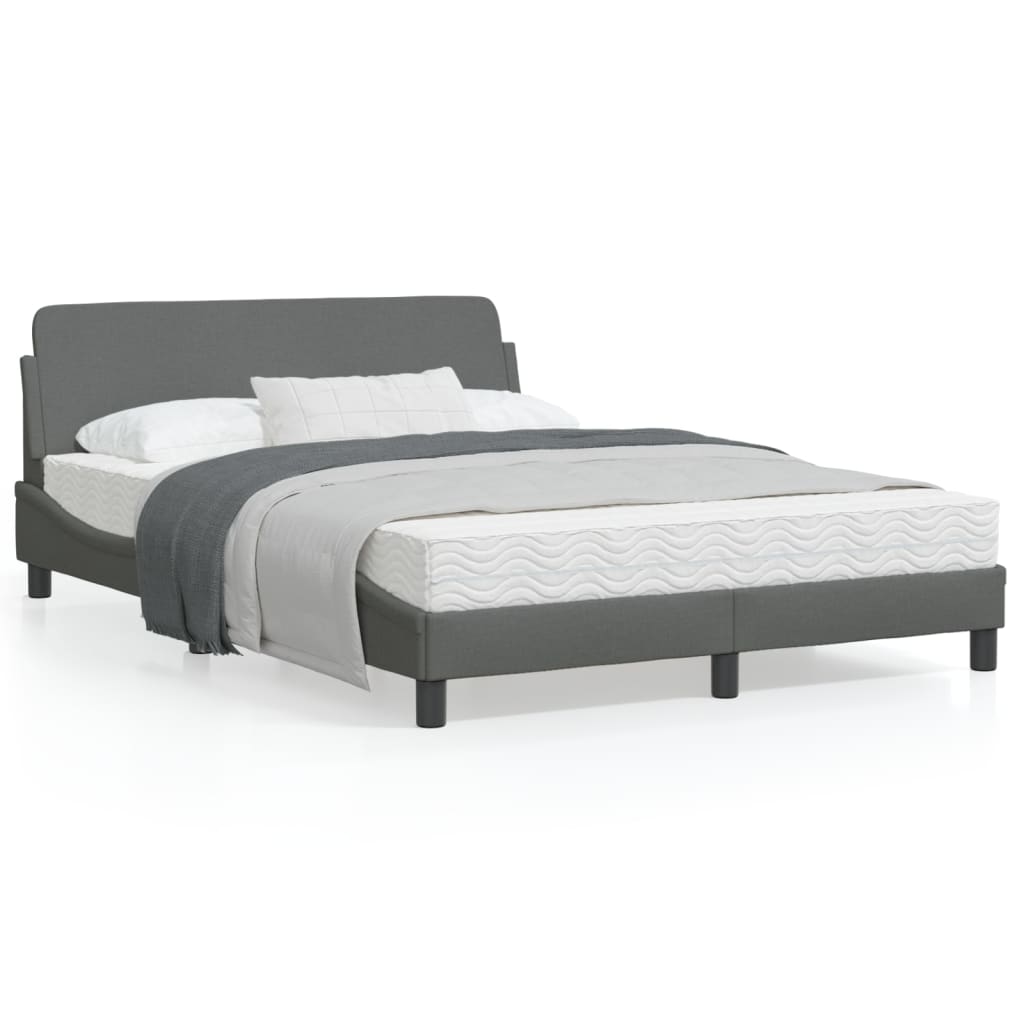 vidaXL Estructura de cama sin colchón tela gris oscuro 120x200 cm