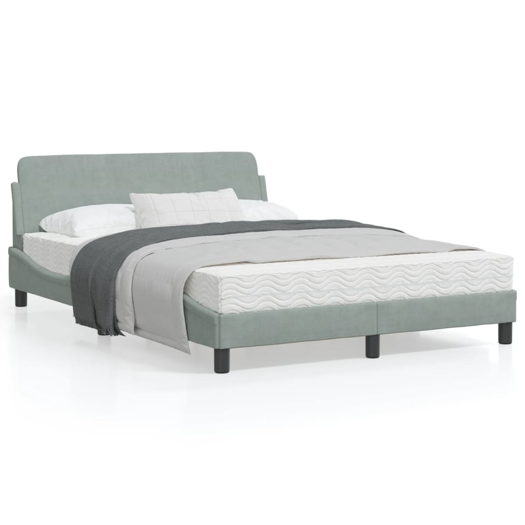 vidaXL Estructura de cama sin colchón terciopelo gris claro 120x200 cm