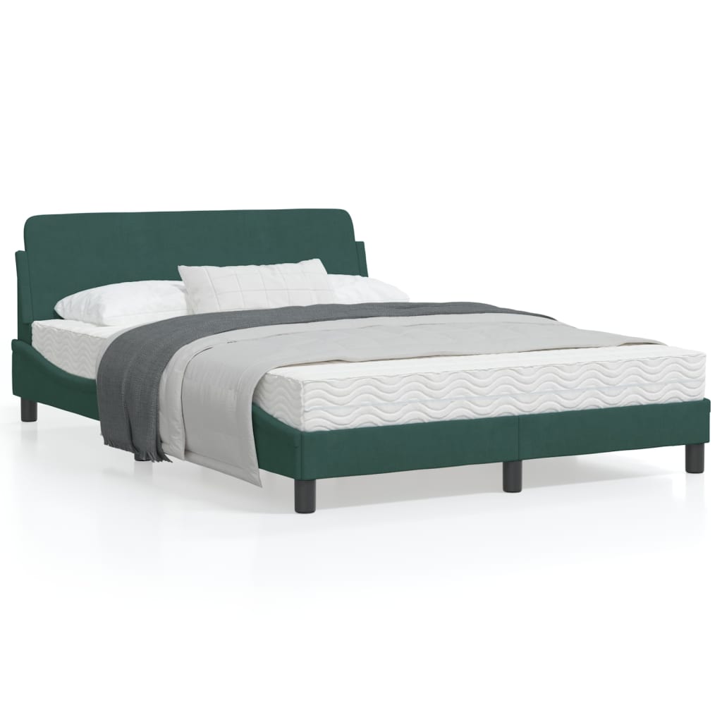 vidaXL Estructura cama sin colchón terciopelo verde oscuro 120x200 cm