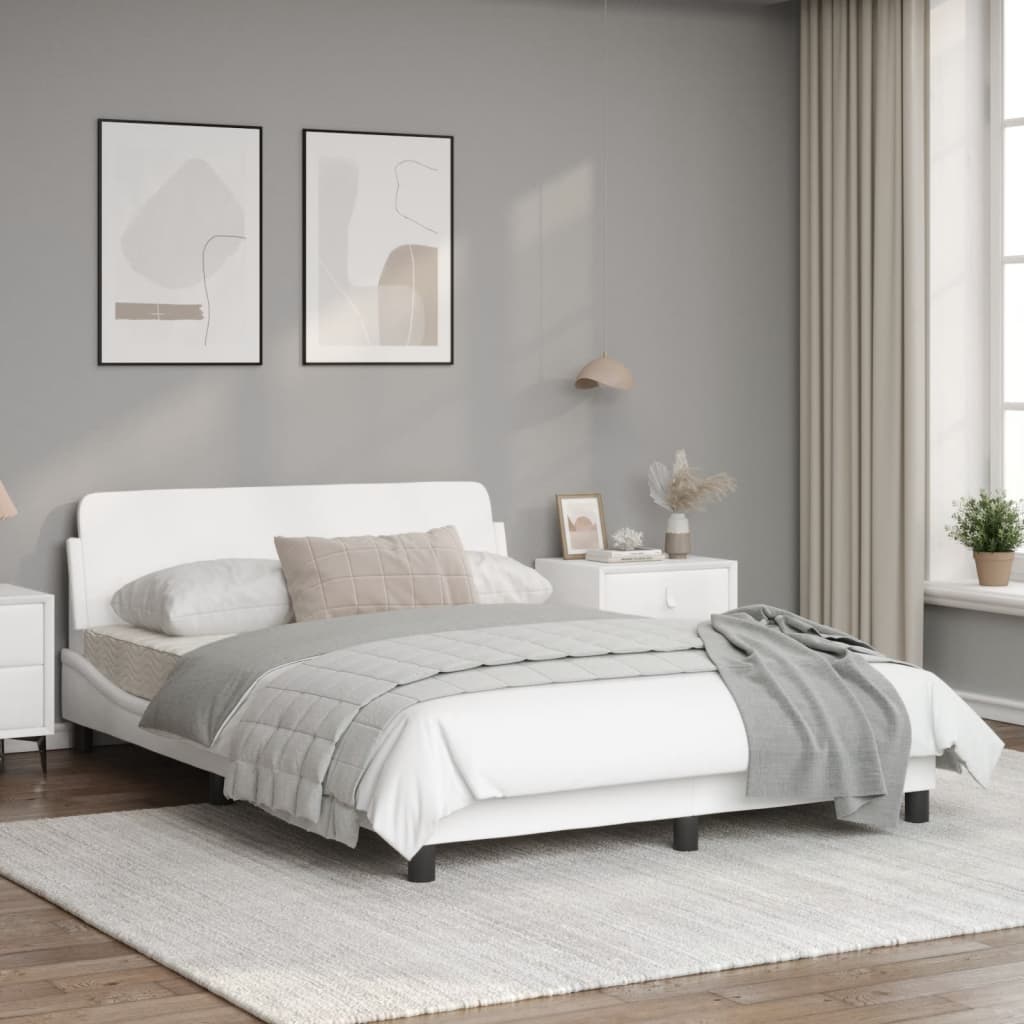 vidaXL Estructura de cama sin colchón cuero sintético blanco 120x200cm