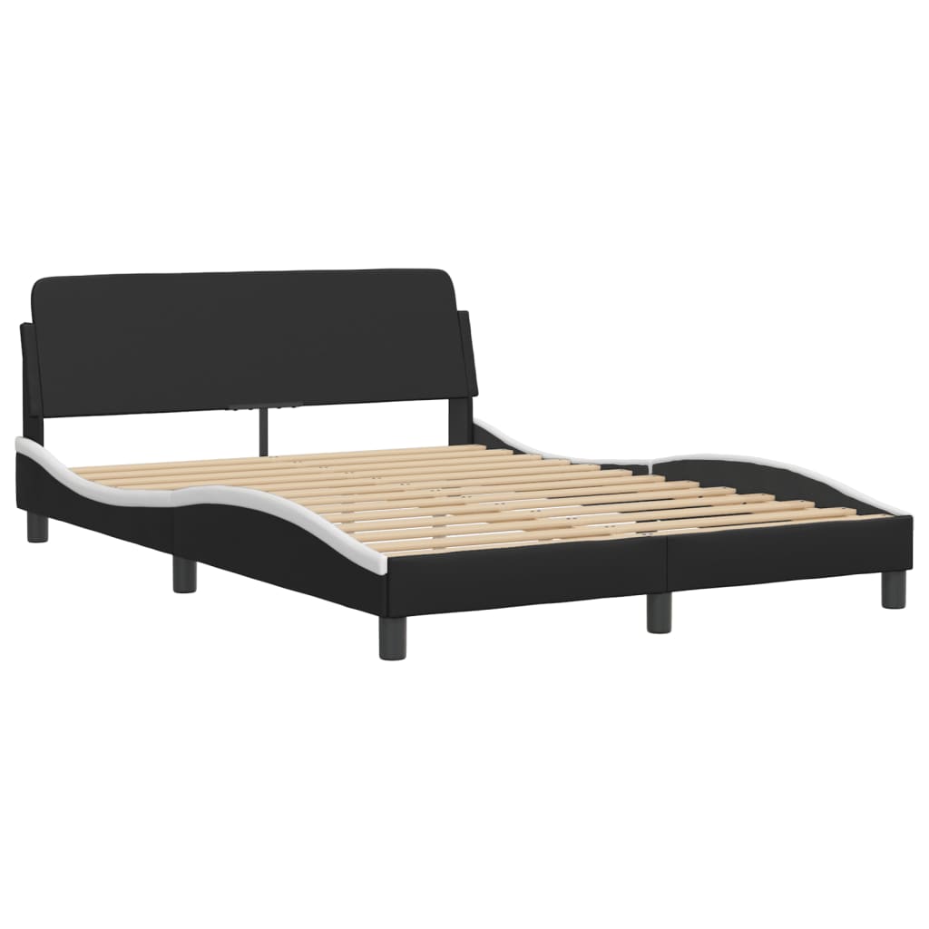 vidaXL Cama sin colchón cuero sintético negro blanco 120x200 cm