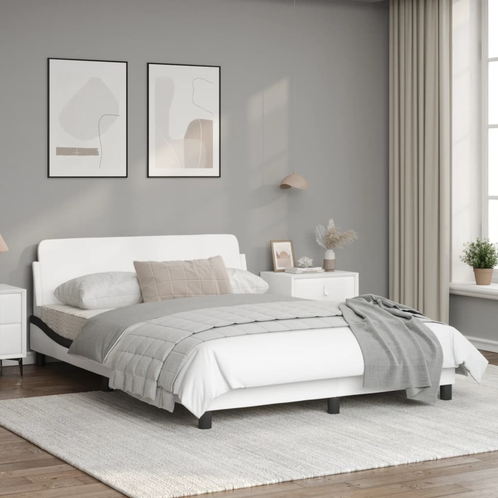 vidaXL Cama sin colchón cuero sintético blanco negro 120x200 cm