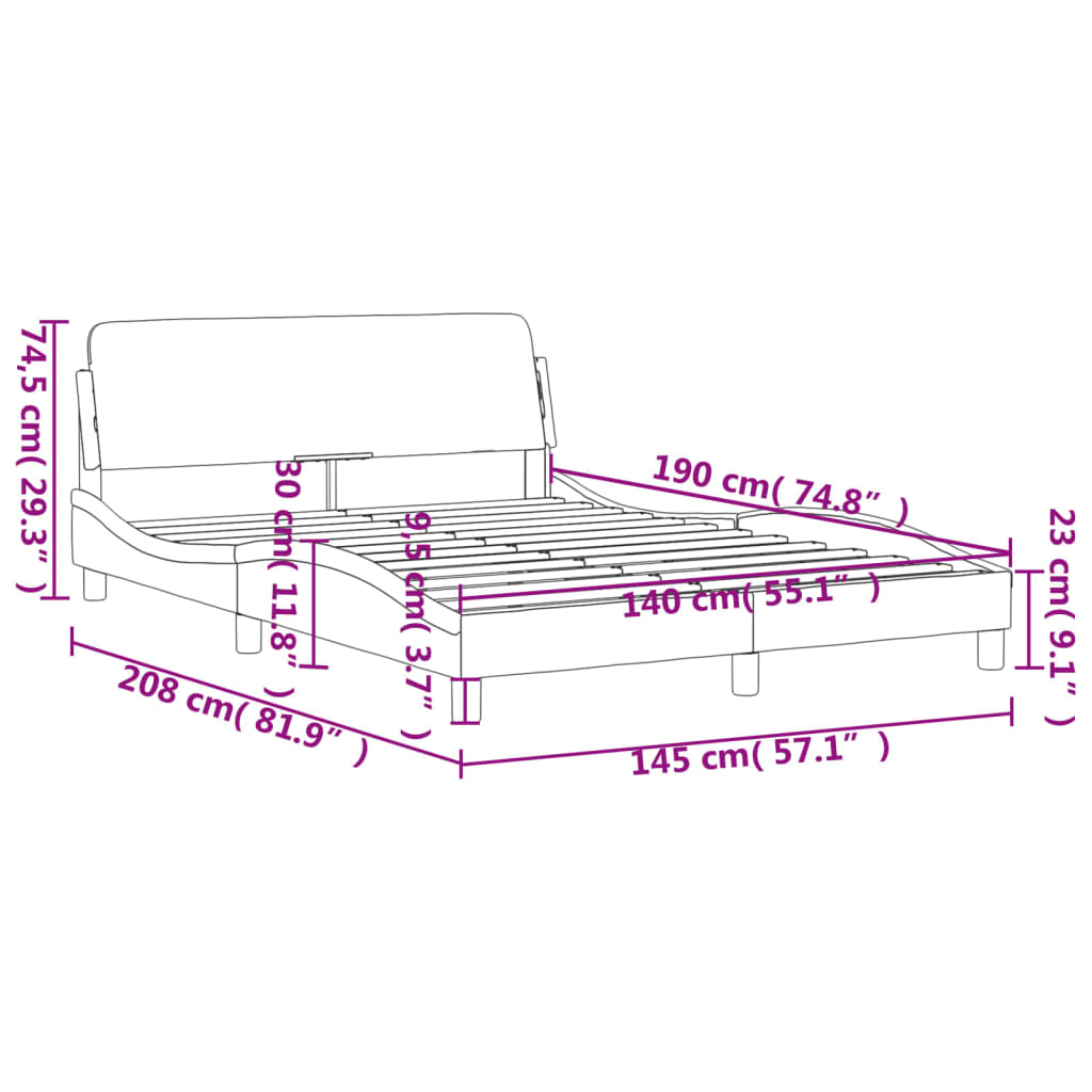 vidaXL Cama sin colchón tela gris claro 140x190 cm