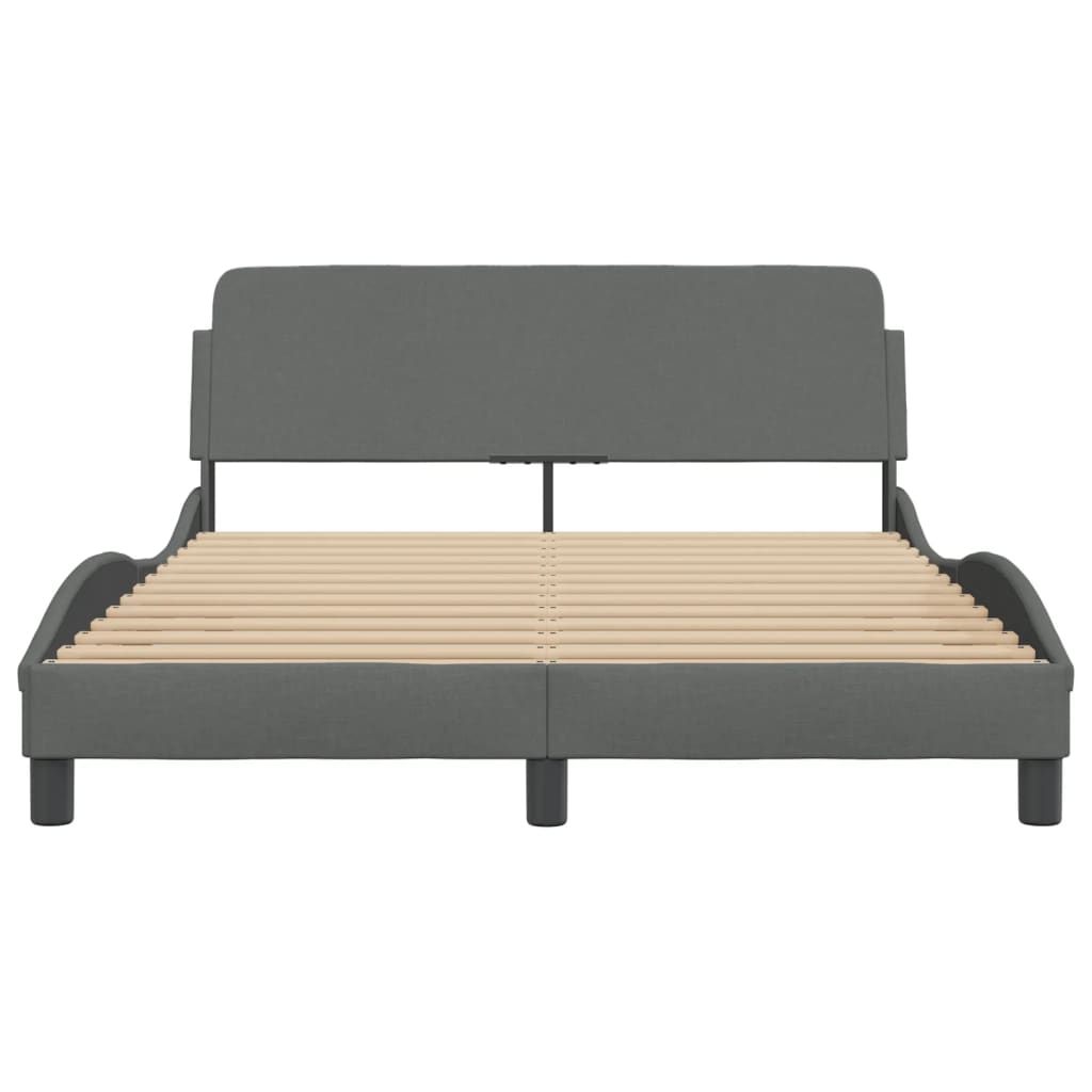 vidaXL Cama sin colchón tela gris oscuro 140x190 cm