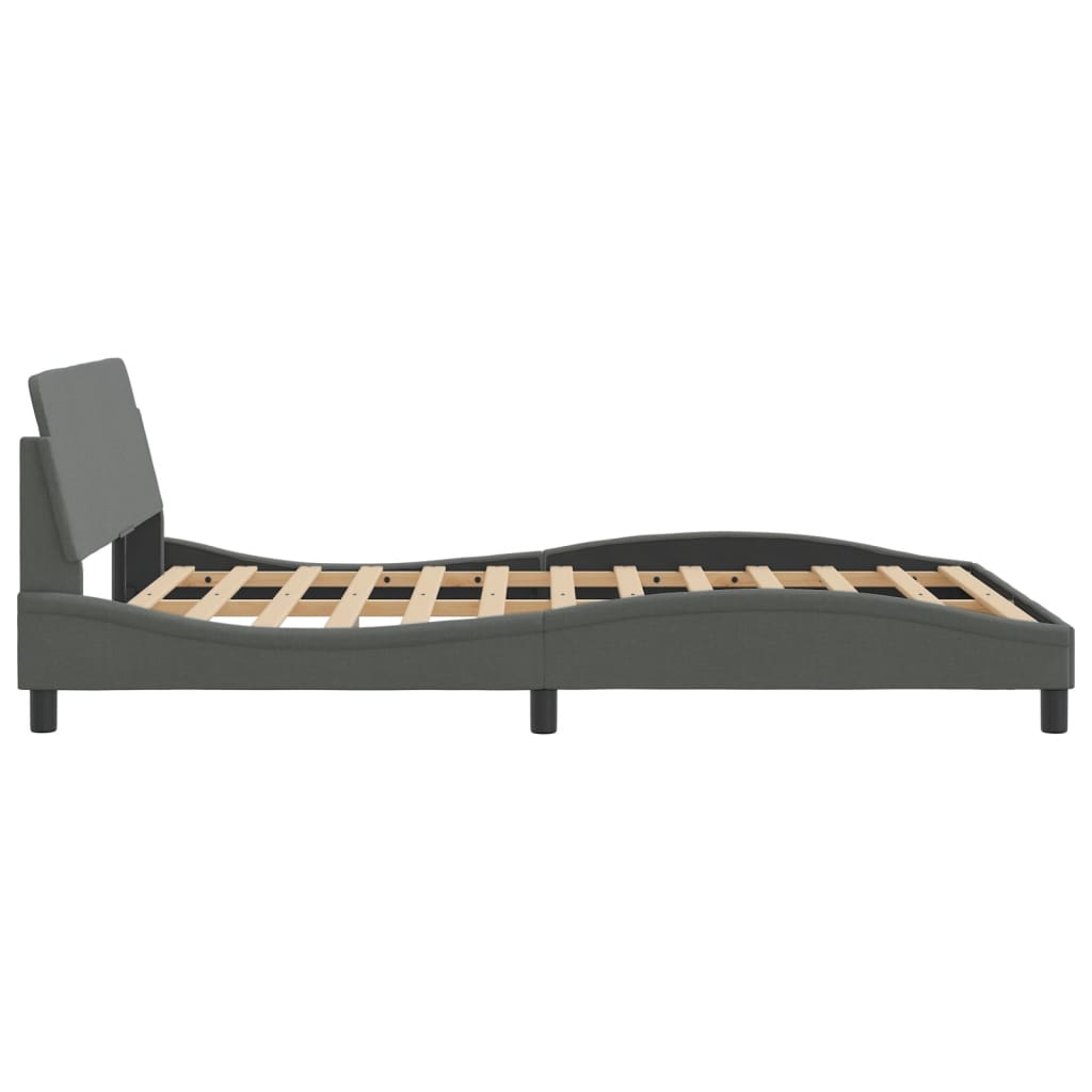 vidaXL Cama sin colchón tela gris oscuro 140x190 cm