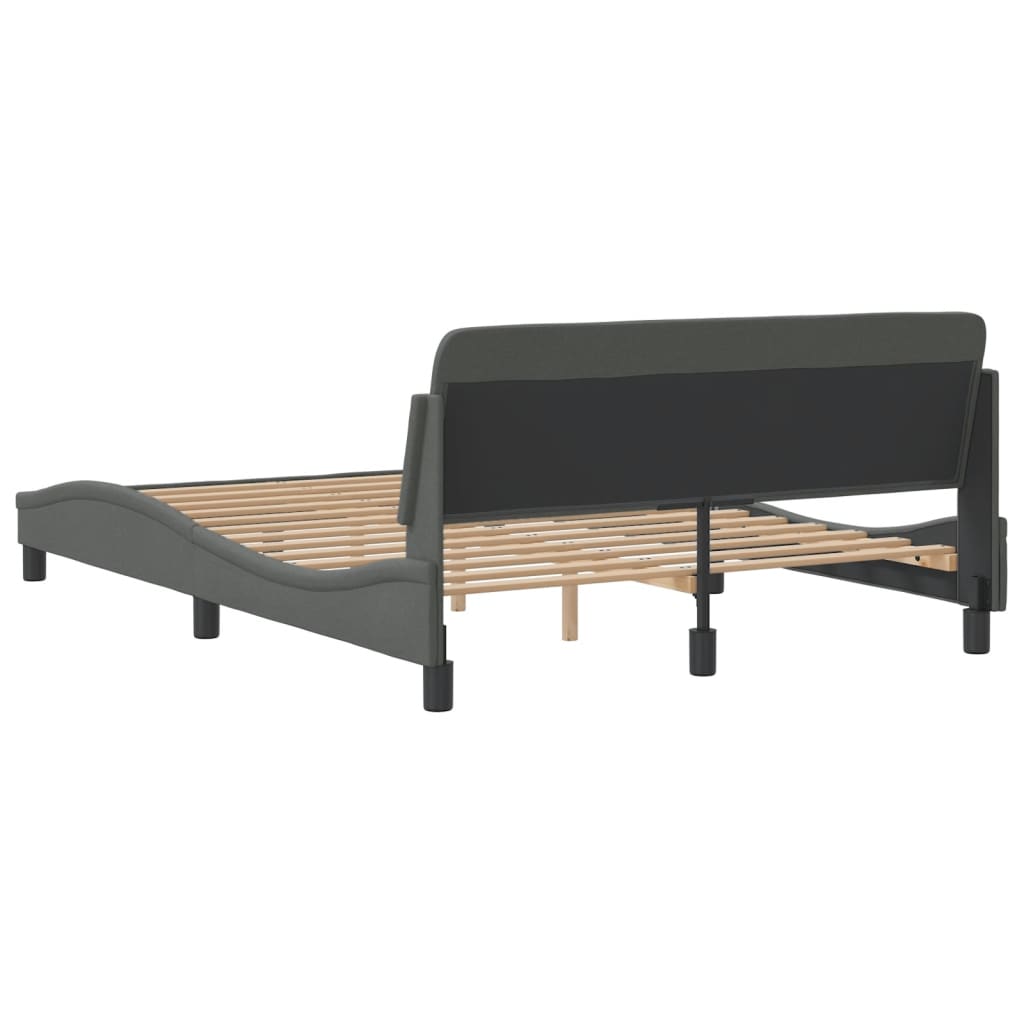 vidaXL Cama sin colchón tela gris oscuro 140x190 cm