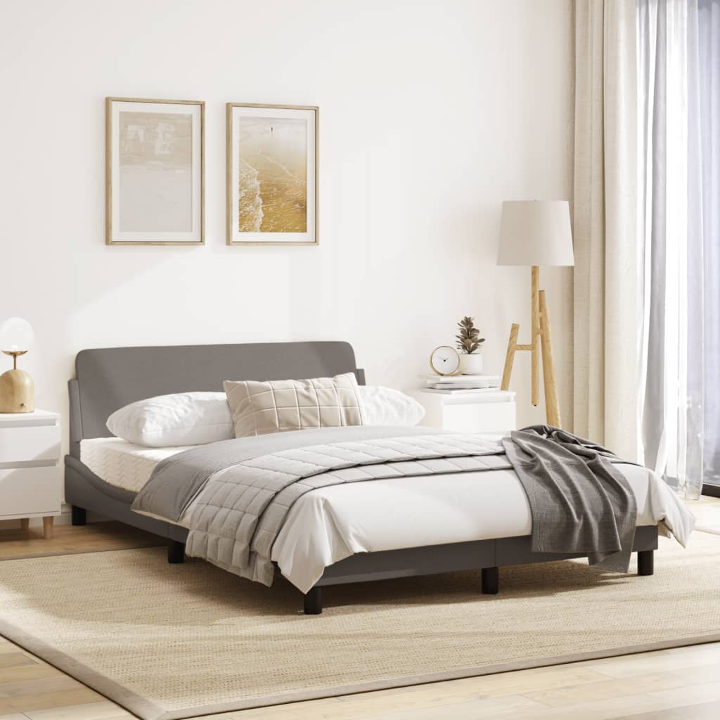 vidaXL Cama sin colchón tela gris taupe 140x190 cm