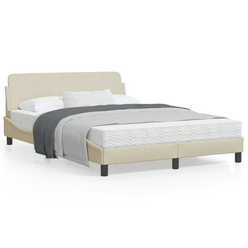 vidaXL Cama sin colchón tela color crema 140x190 cm