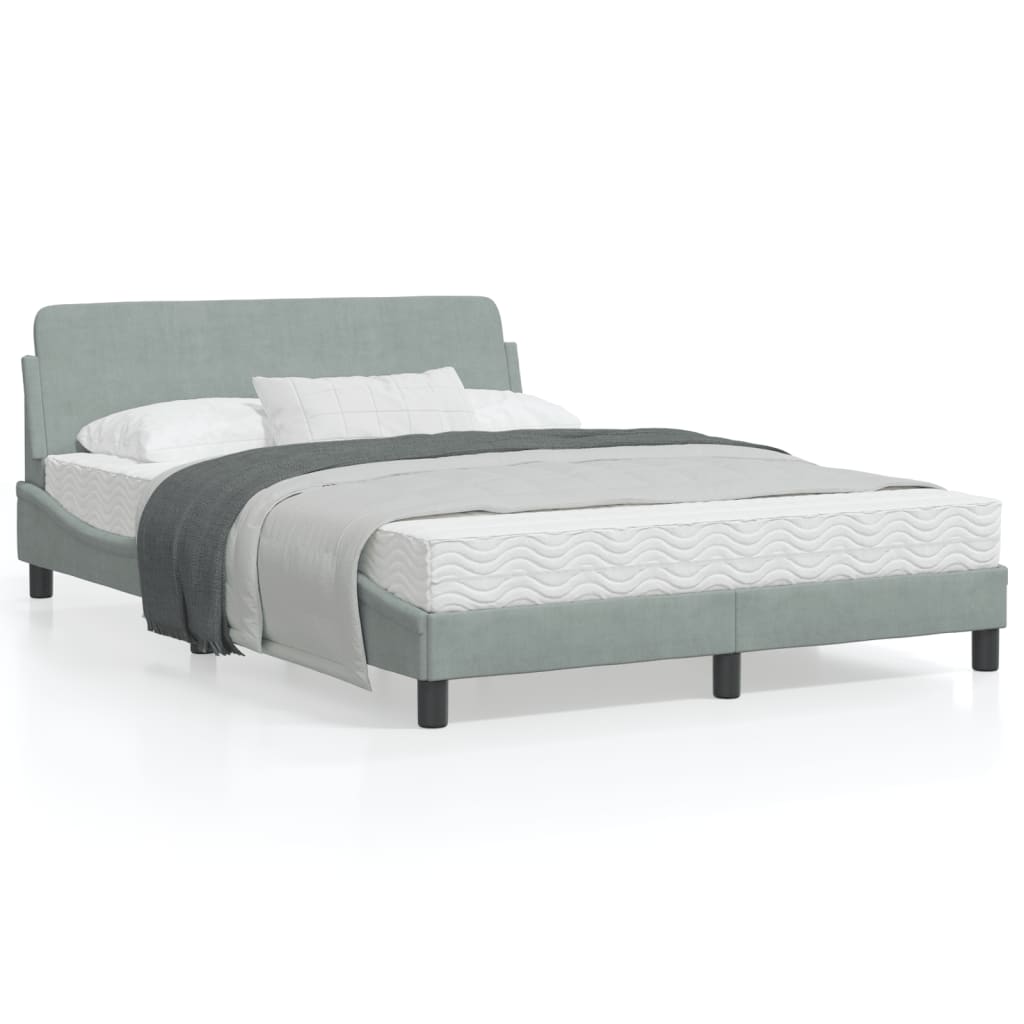 vidaXL Estructura de cama sin colchón terciopelo gris claro 140x190 cm