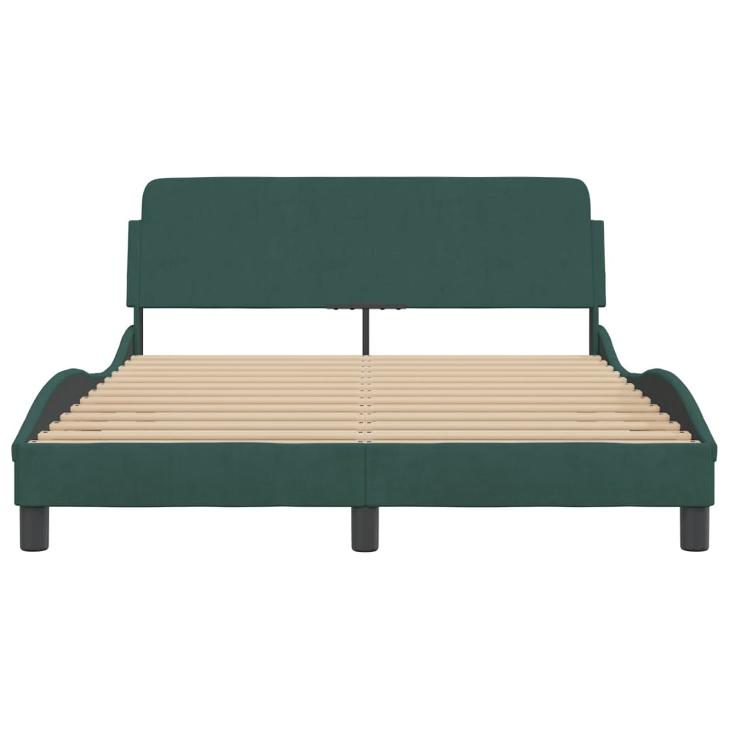 vidaXL Estructura cama sin colchón terciopelo verde oscuro 140x190 cm