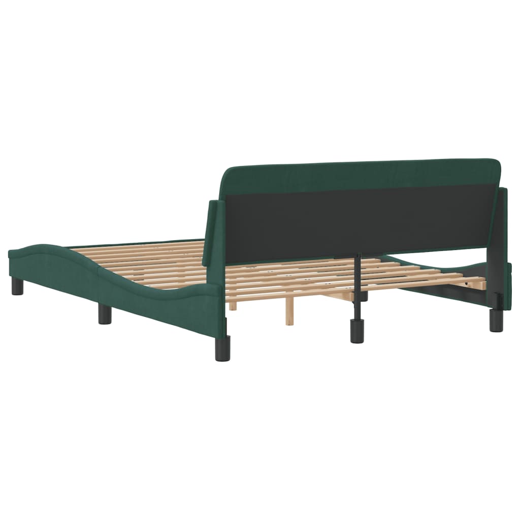 vidaXL Estructura cama sin colchón terciopelo verde oscuro 140x190 cm