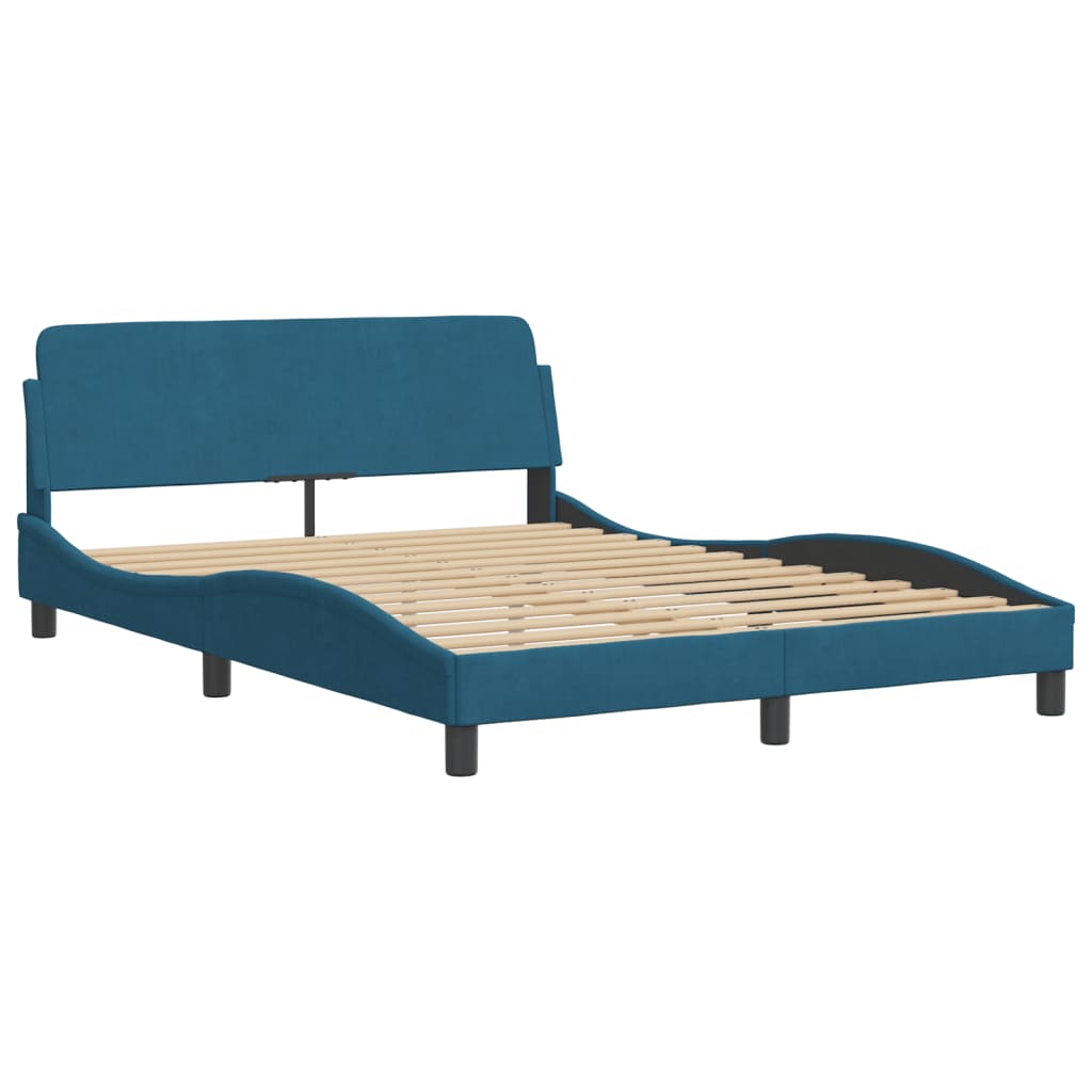 vidaXL Cama con cabecero sin colchón terciopelo azul 140x190 cm