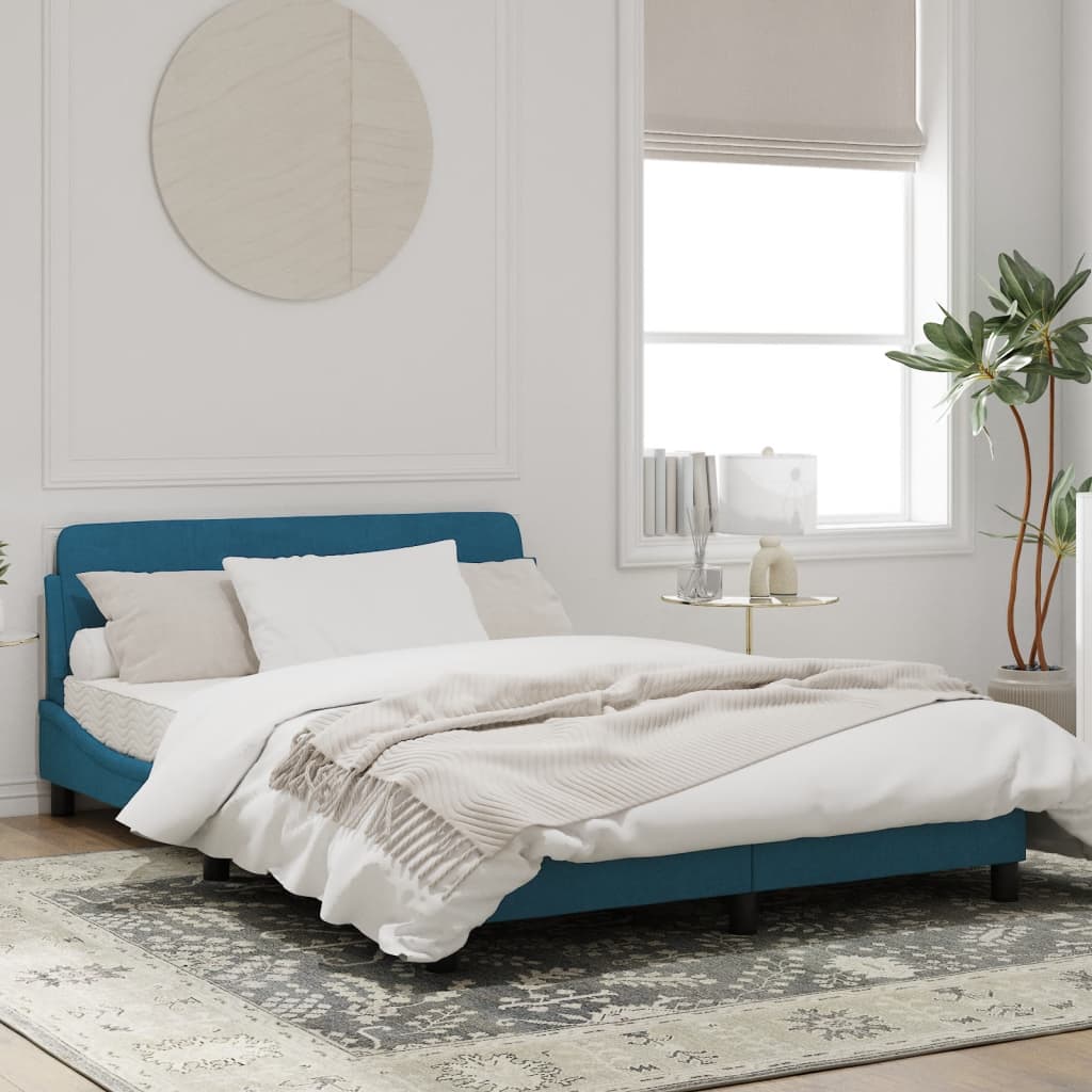 vidaXL Cama con cabecero sin colchón terciopelo azul 140x190 cm