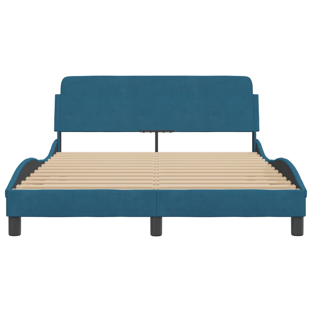 vidaXL Cama con cabecero sin colchón terciopelo azul 140x190 cm