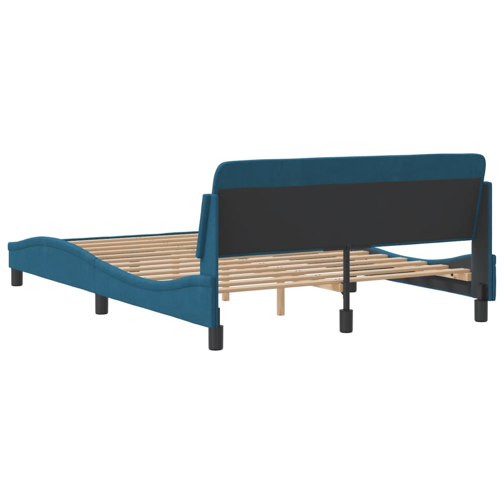 vidaXL Cama con cabecero sin colchón terciopelo azul 140x190 cm