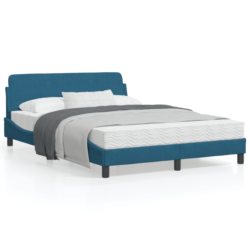 vidaXL Cama con cabecero sin colchón terciopelo azul 140x190 cm