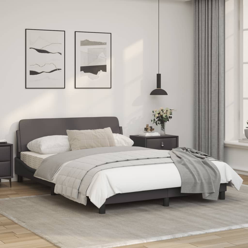 vidaXL Estructura de cama sin colchón cuero sintético gris 140x190 cm