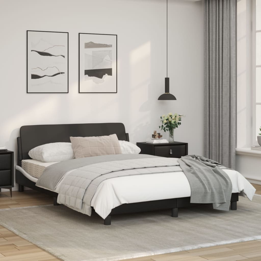 vidaXL Cama sin colchón cuero sintético negro blanco 140x190 cm