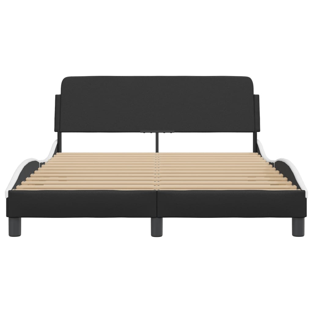 vidaXL Cama sin colchón cuero sintético negro blanco 140x190 cm