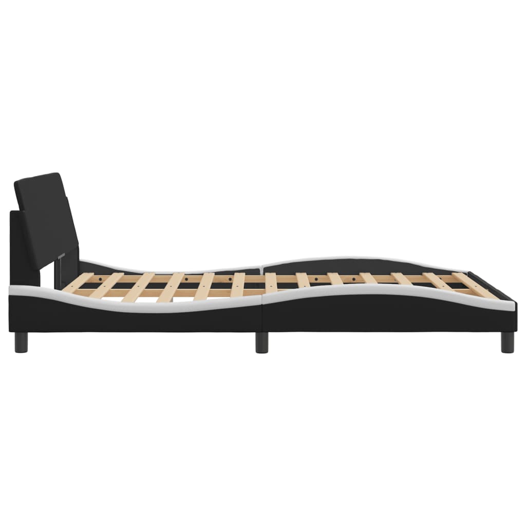 vidaXL Cama sin colchón cuero sintético negro blanco 140x190 cm