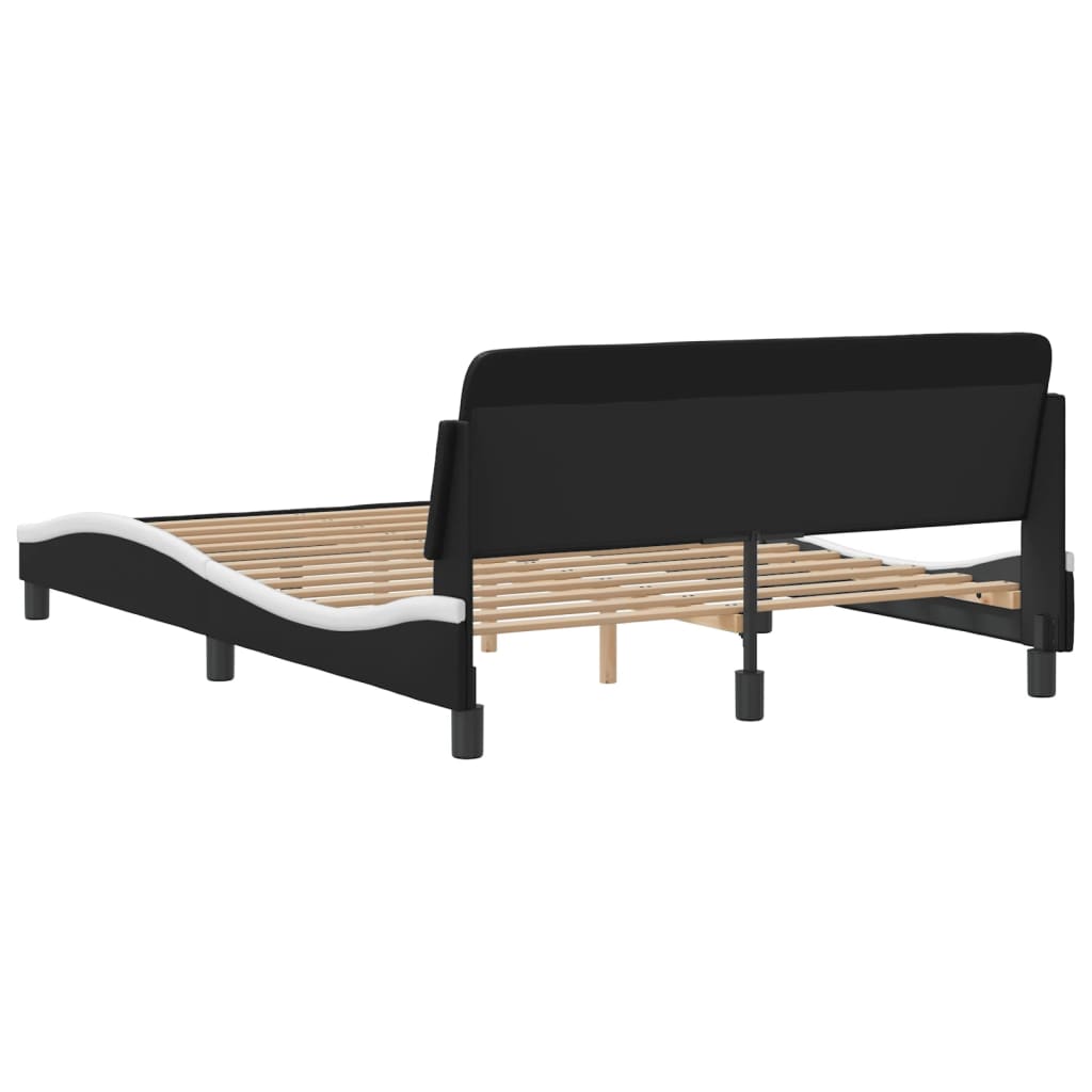 vidaXL Cama sin colchón cuero sintético negro blanco 140x190 cm