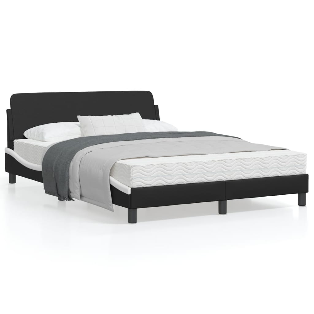 vidaXL Cama sin colchón cuero sintético negro blanco 140x190 cm