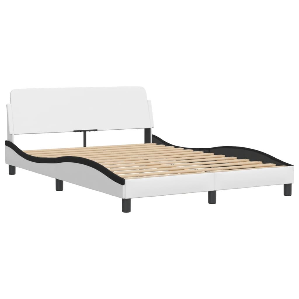 vidaXL Cama sin colchón cuero sintético blanco negro 140x190 cm