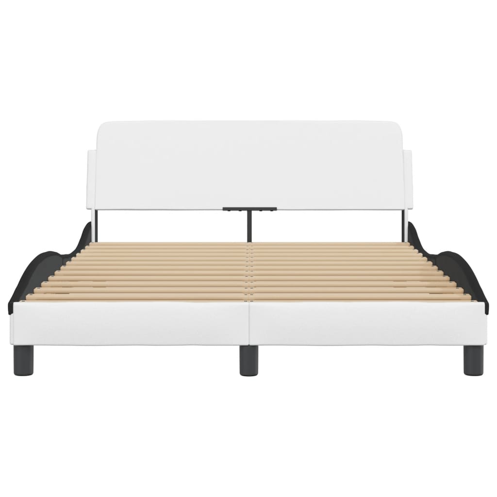 vidaXL Cama sin colchón cuero sintético blanco negro 140x190 cm