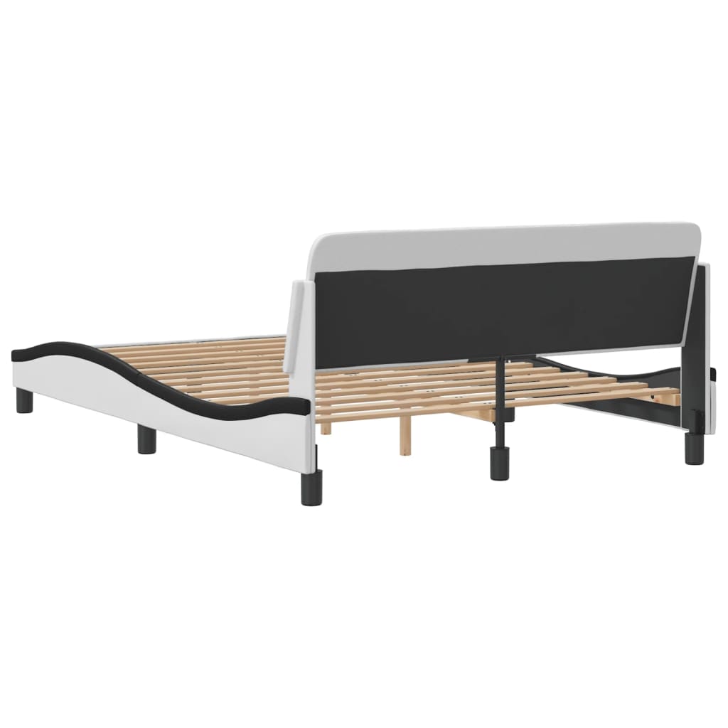 vidaXL Cama sin colchón cuero sintético blanco negro 140x190 cm