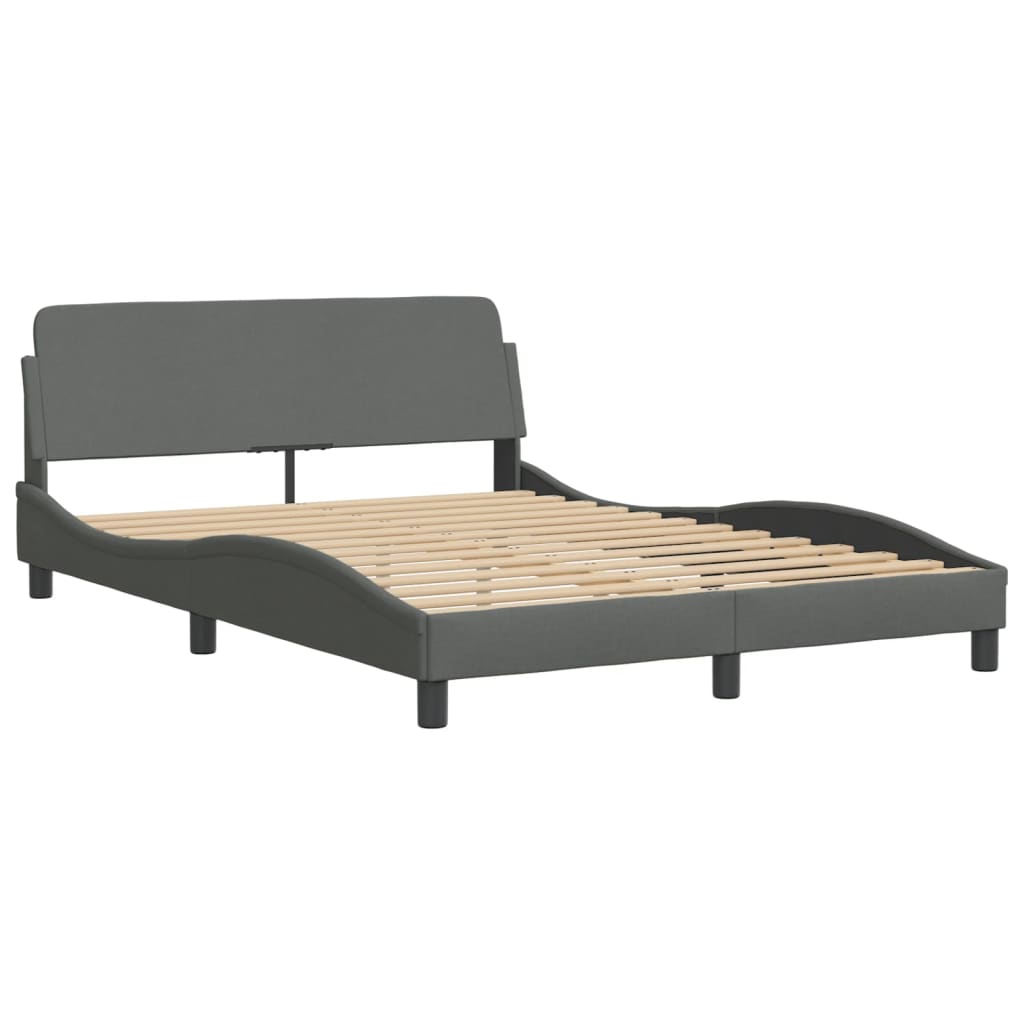 vidaXL Estructura de cama con cabecero de tela gris oscuro 140x200 cm