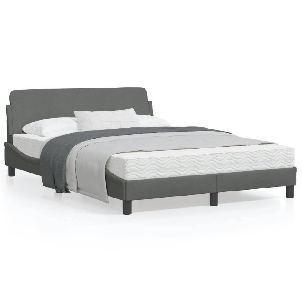 vidaXL Estructura de cama con cabecero de tela gris oscuro 140x200 cm